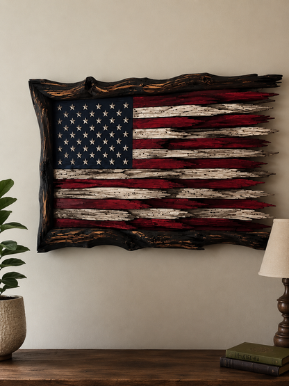 Handmade wooden flag