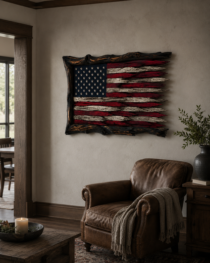 Handmade wooden flag