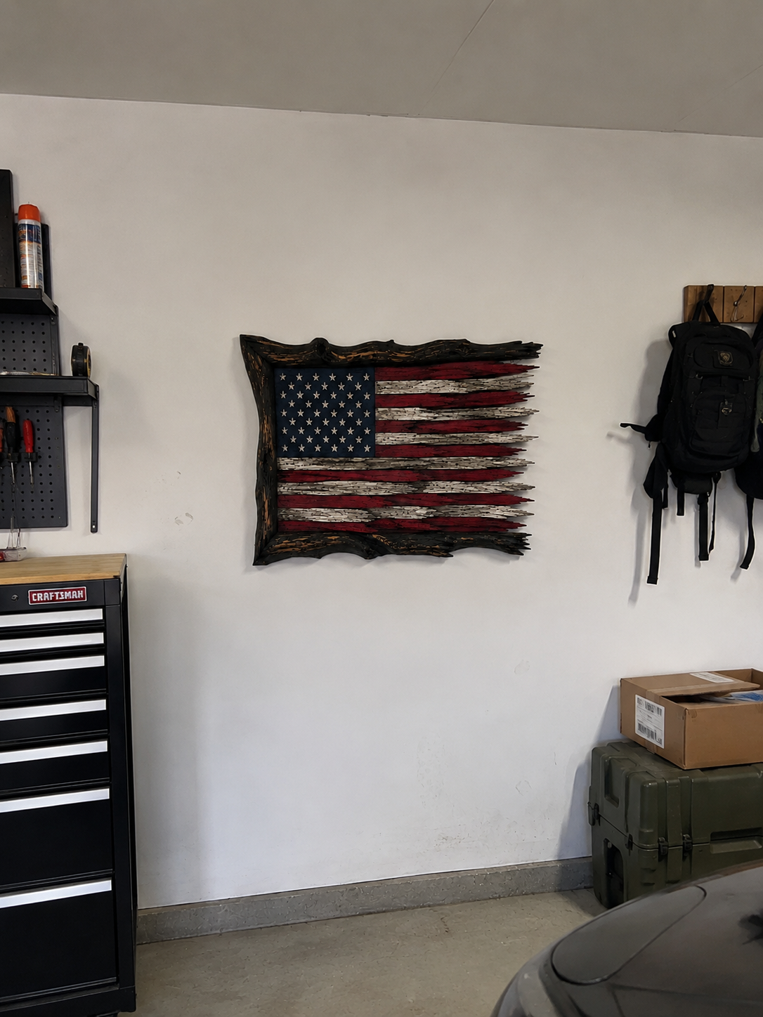 Handmade wooden flag