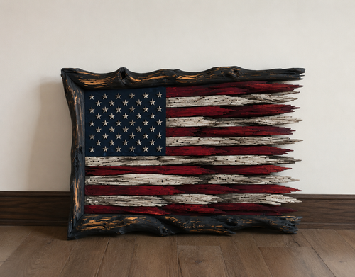 Handmade wooden flag
